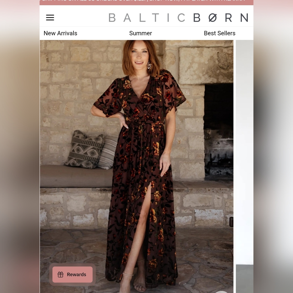 Baltic Born Uma Velvet Maxi Dress - Amber/Clove Brown XXL